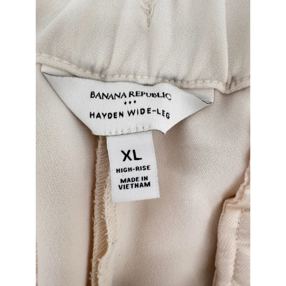 Banana Republic Hayden Wide-Leg Crepe‎ Pants Beige High-Rise XL 762785-03